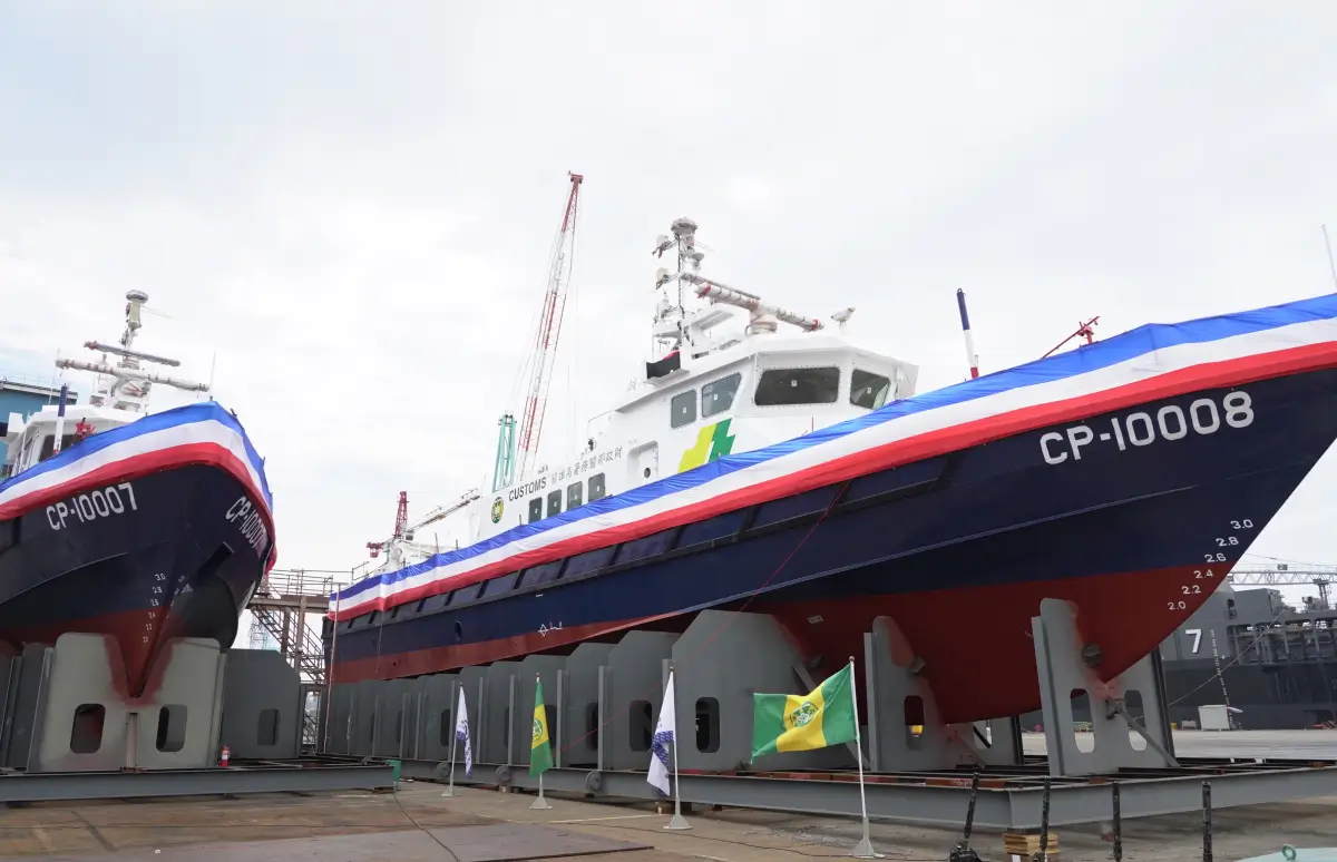 CSBC Launches Two 100-Ton Customs Patrol Vessels for Taiwan Customs Administration